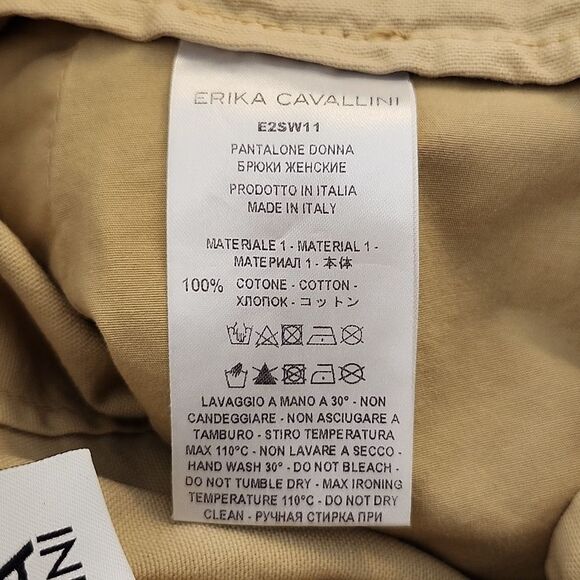 ERIKA CAVALLINI Women's Pleated High-Waisted Wide Leg Cotton Pant Italy 38/small - Picture 9 of 14